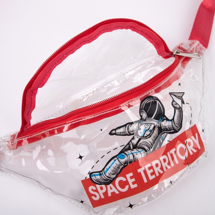 Сумка поясная &laquo;Космос&raquo; прозрачная, цвет красный