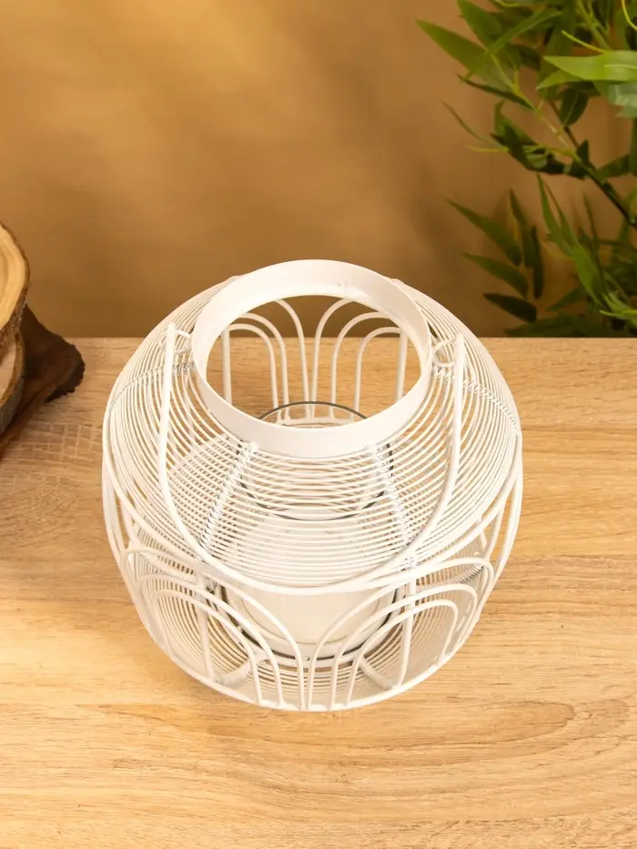 Подсвечник фонарь со стеклянной колбой 19х19х19,5 см, d 8,5 см, металл, цв. Белый