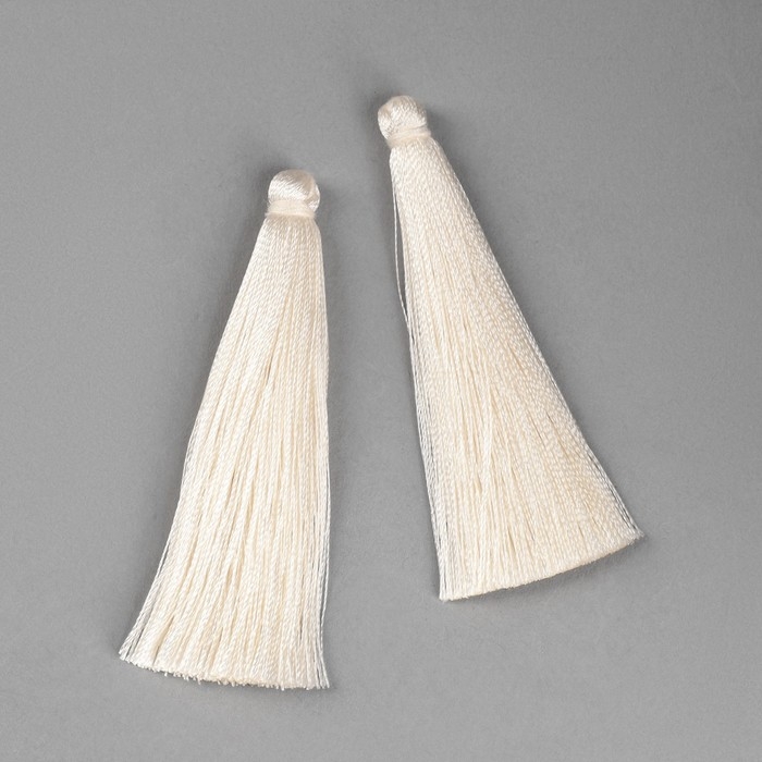 Подвеска декоративная &laquo;Кисть&raquo;, набор 2 шт., L кисти 6,5 см, цвет молочный