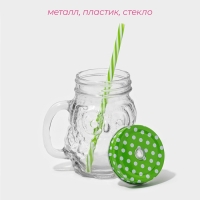 Кружка стеклянная с крышкой и трубочкой &laquo;Сова&raquo;, 470 мл, 10&times;11,5&times;12,5 см, цвет МИКС