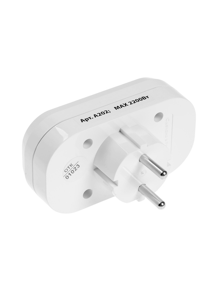 Разветвитель UNIVersal, 2 гнезда, 10 А, 250 В, без з/к, плоский, белый