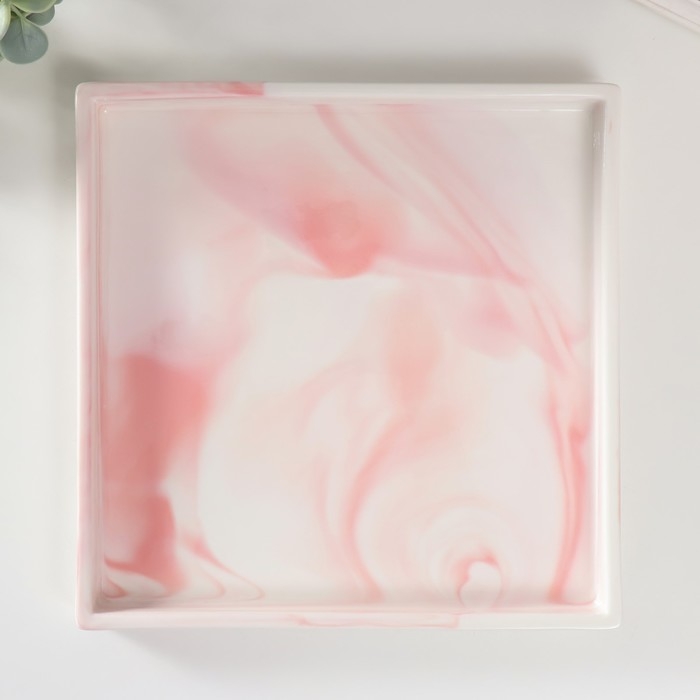 Подставка интерьерная керамика "Розовый мрамор" квадрат 30х30 см
