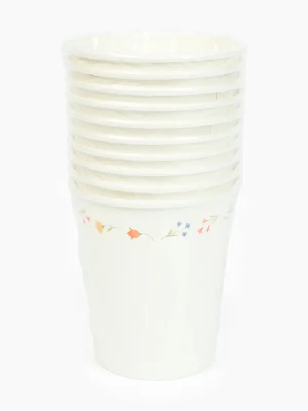 Стакан одноразовый бумажный &laquo;Керамика с цветами&raquo;, белый, 250 мл