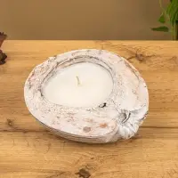 Свеча в кокосе, 20х20х7 см, цв. белый