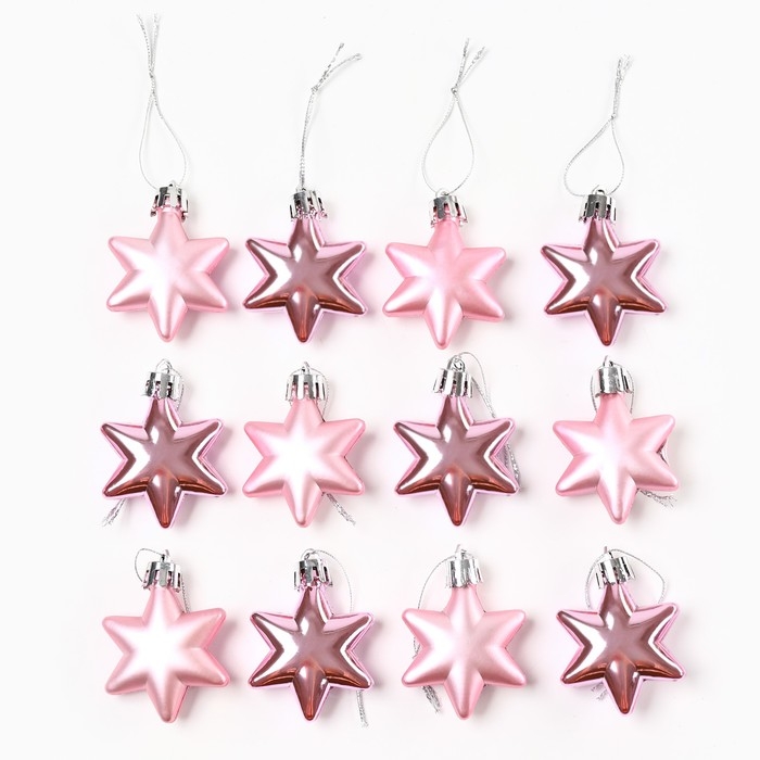 Ёлочные игрушки новогодние &laquo;Новый год: Звёздочки&raquo;, цвет розовый МИКС