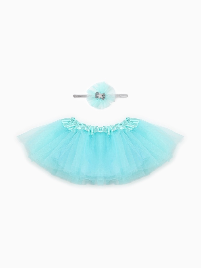 Набор Крошка Я: юбка и повязка на голову "Звездочка", бирюзовый, 3-18 мес