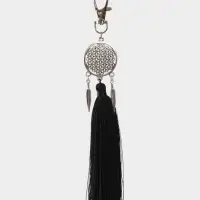 Брелок-кисточка "Ловец снов" 17 см, цв. чёрный, серебристый