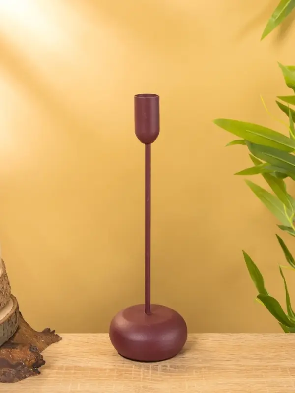 Подсвечник на 1 свечу текстурный "Баклажановый" 8х8х25,5 см