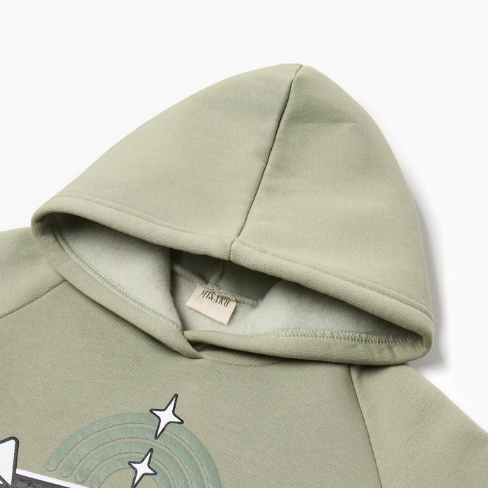 Толстовка (худи) детская MINAKU: CRUSH, цвет оливковый, рост 116 см
