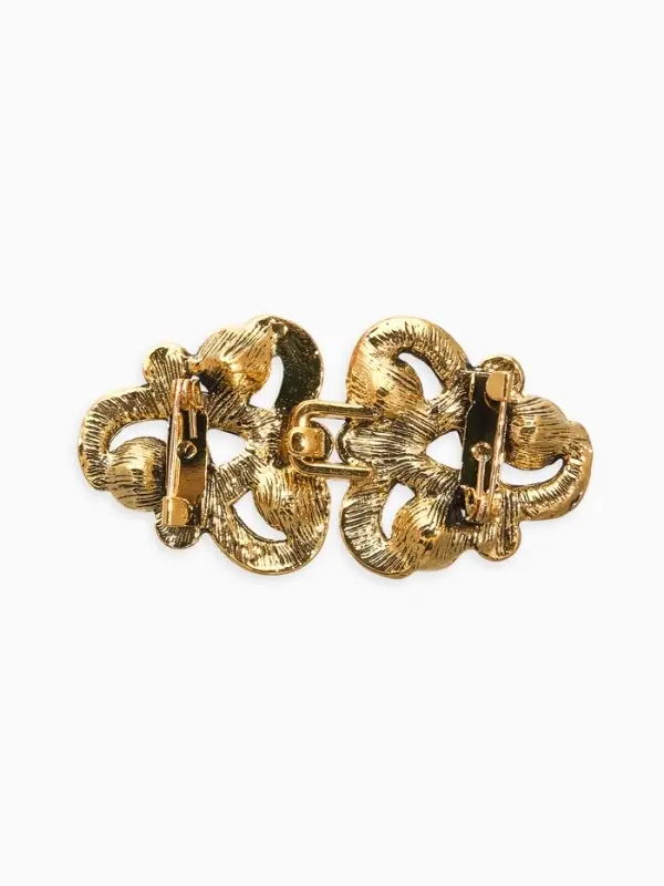 Зажим для кардигана "Ажур", узел, цвет белый в чернёном золоте