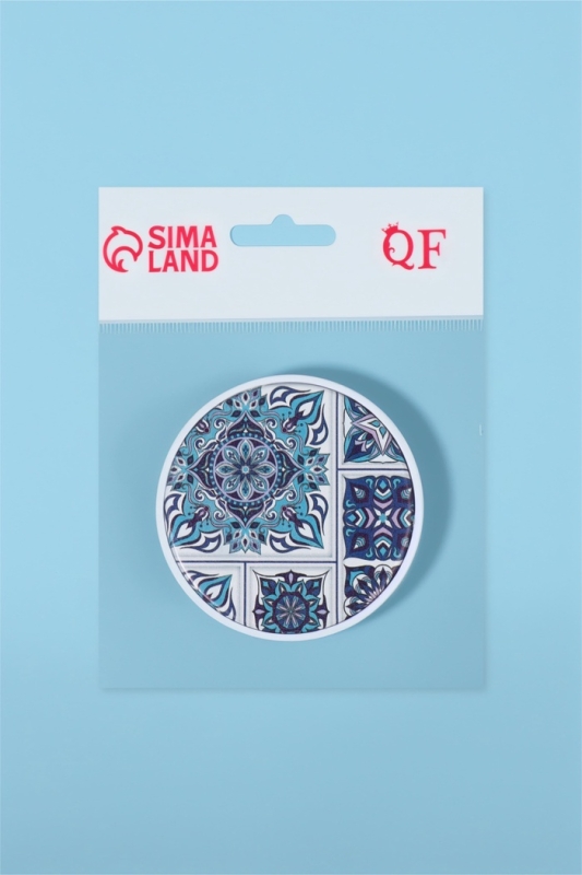 Зеркало складное &laquo;Витраж&raquo;, d = 7,3 см, цвет голубой