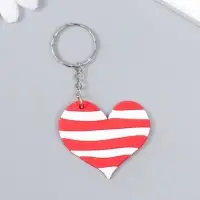 Брелок для ключей на кольце &laquo;Полосатое сердце&raquo;, резина, 4.8&times;4.3 см