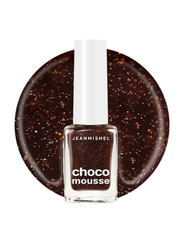 Лак для ногтей брауни Jeanmishel блестки тон 473, 6 мл