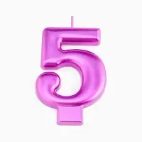 Свеча для торта &laquo;Европейская ГИГАНТ&raquo;, цифра 5, фиолетовый металлик