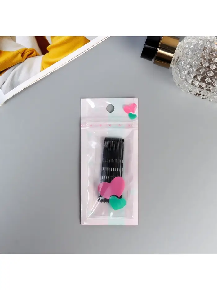 Невидимка для волос &laquo;Ариэль&raquo;, набор 10 шт., 6 см, чёрная