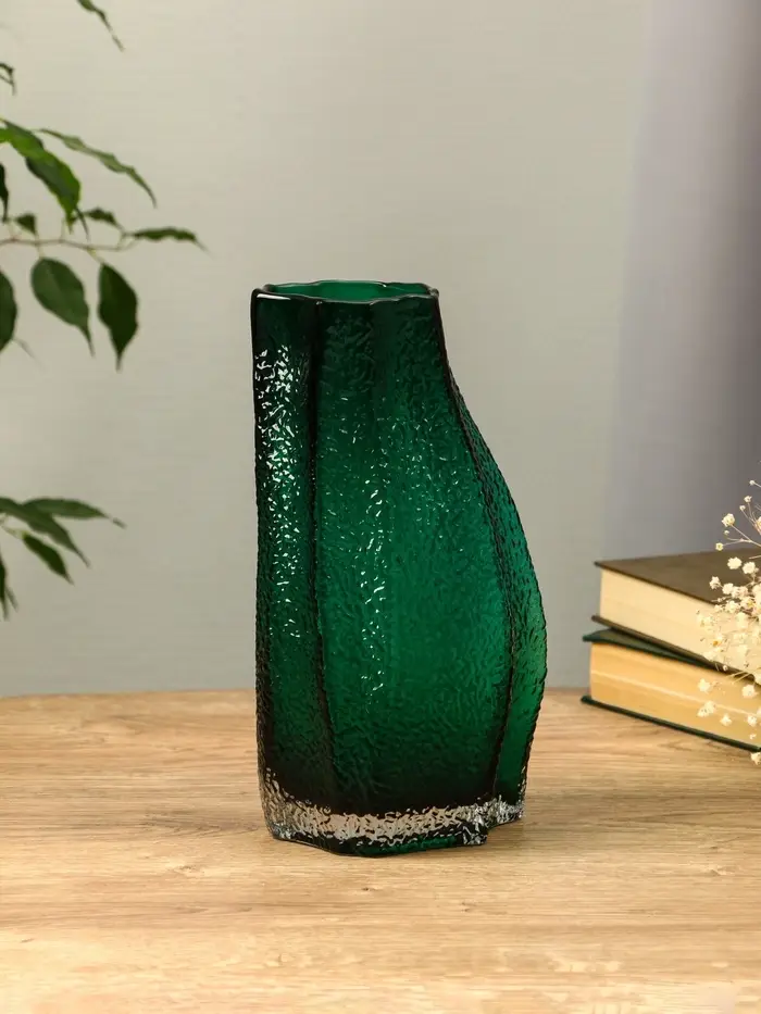Ваза стекло настольная "Дженис" 25х12х8 см, зелёный