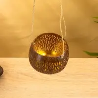 Подсвечник подвесной из кокоса, 9-12 см, коричневый