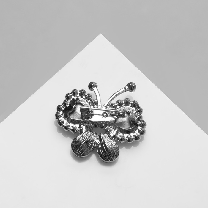 Брошь &laquo;Бабочка&raquo; малыш, цвет сине-зелёный в серебре