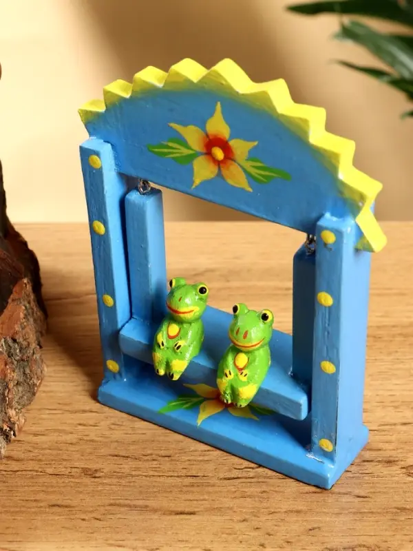 Сувенир &laquo;Лягушата на качелях&raquo;, 10&times;3.5&times;15 см, дерево, голубой