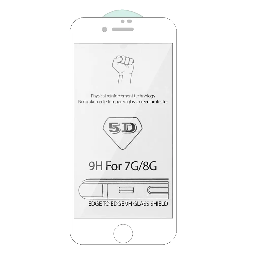 Защитное стекло IPh 7/8 5D 0.3mm без упаковки белое  (без возврата и обмена)