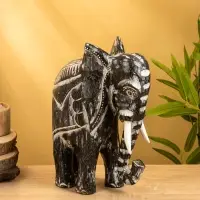 Сувенир "Слон" дерево 24х9х30 см, цв. чёрно-белый