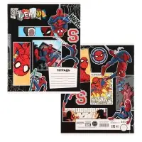 Тетрадь в линейку 24 листа, 5 видов МИКС, обложка мелованный картон, &laquo;Человек-паук&raquo;