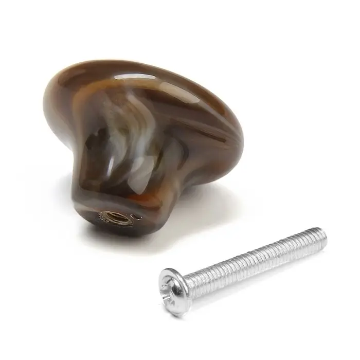 Ручка-кнопка CAPPIO, d=33 мм, акрил, цвет коричневый