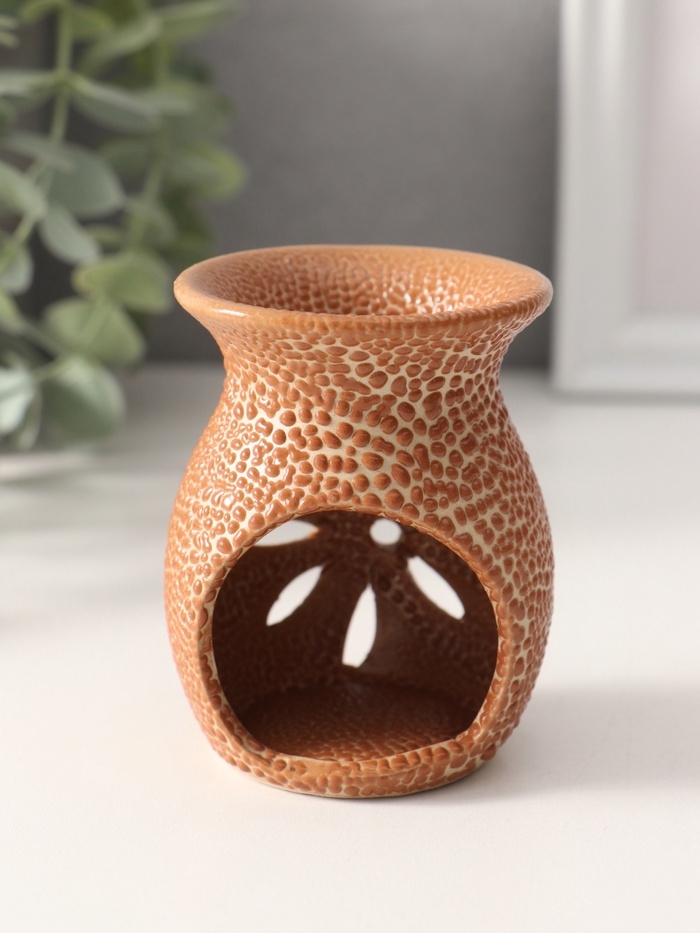 Аромалампа керамика "Цветок. Точки" корица 6,2х6,2х8,2 см