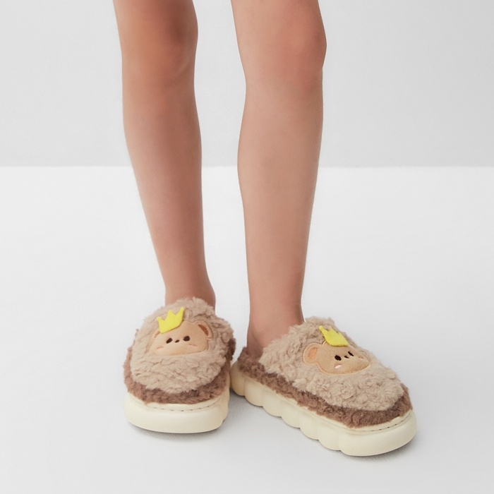 Тапочки детские, размер 32-33, коричневый Тапочки детские, размер 32-33, коричневый