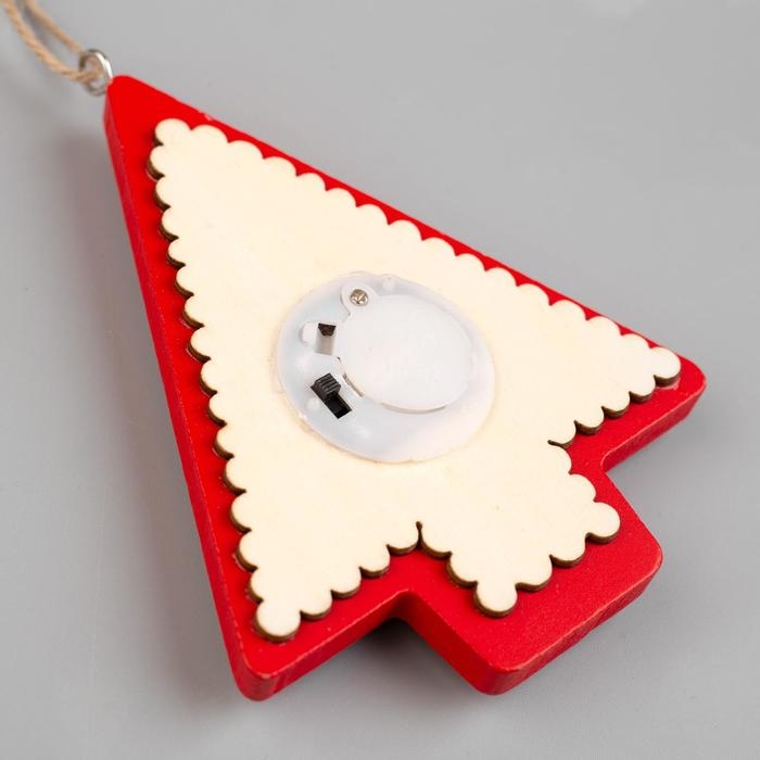 Ёлочная игрушка &laquo;Ёлка с Дедом Морозом и машиной&raquo;, от батареек, свечение тёплое белое