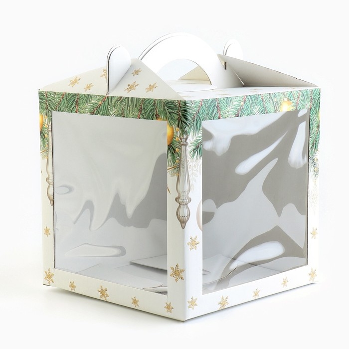 Коробка кондитерская с окном, сундук, &laquo;Уютный новый год&raquo; 20 х 20 х 20 см, Новый год
