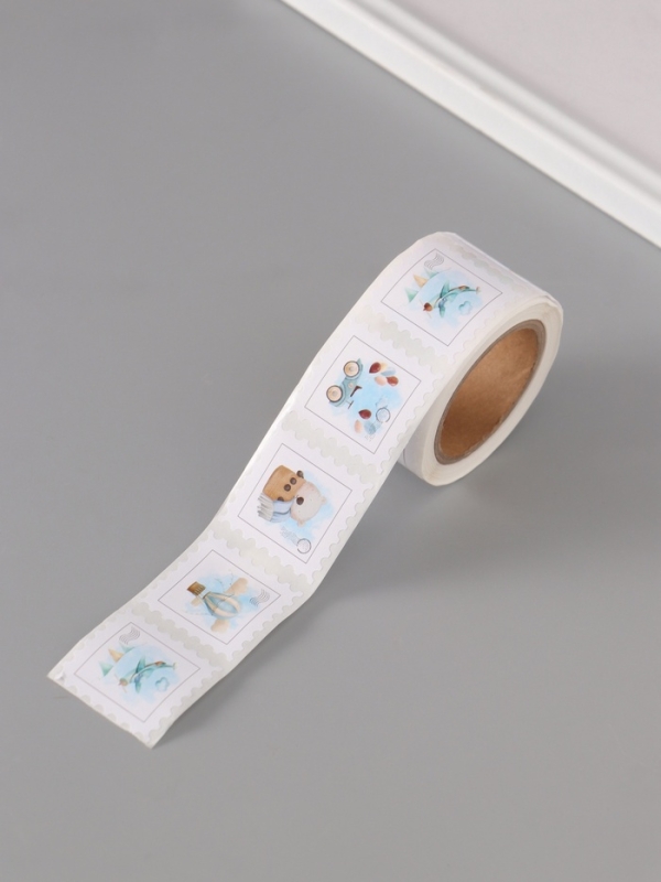 Наклейка бумага "Марки. Для малышей" 3х3 см 200 шт в рулоне