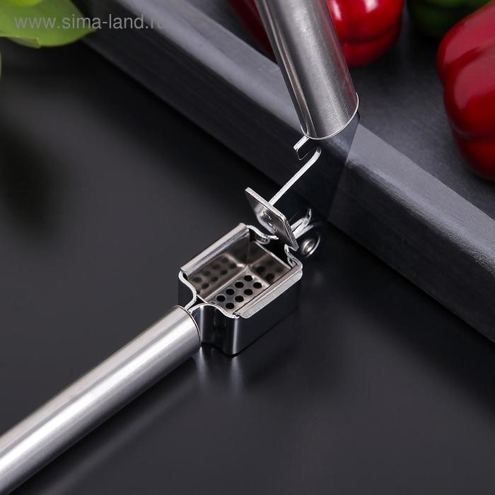 Пресс для чеснока Доляна &laquo;Металлик&raquo;, 19,5 см, цвет серебряный