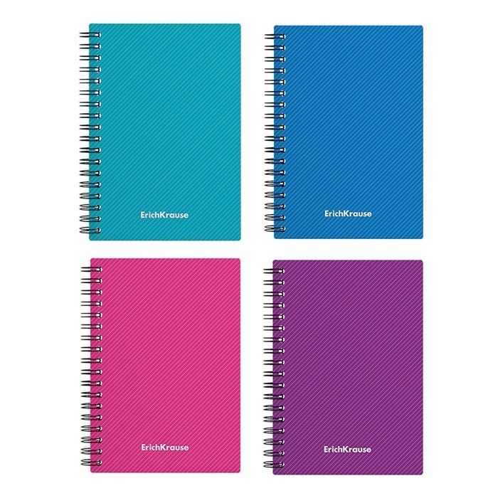 Тетрадь А6 на спирали, 80 листов в клетку, ErichKrause Glance Vivid, пластиковая обложка, МИКС