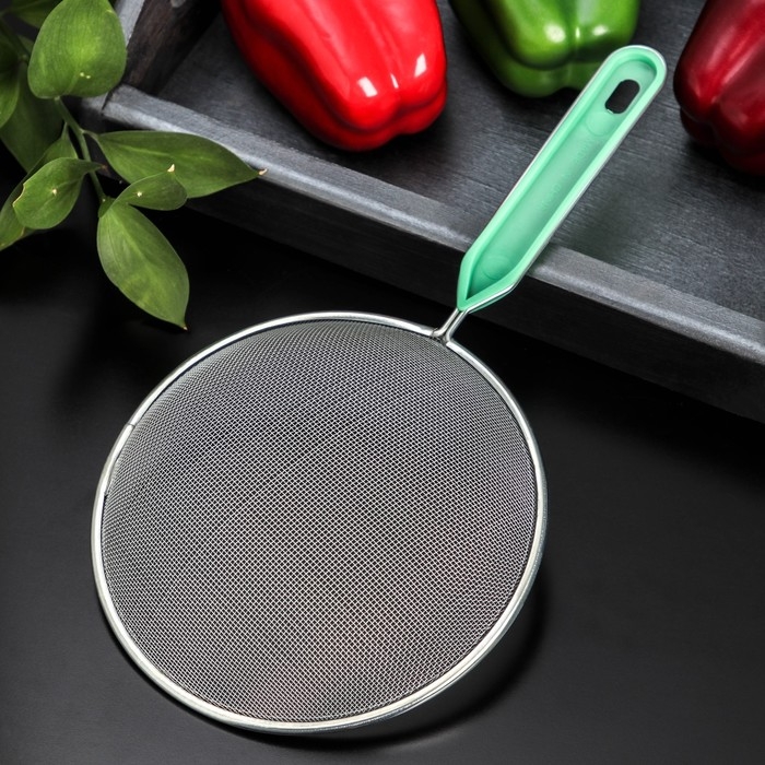 Сито для просеивания с ручкой Доляна &laquo;Хозяюшка&raquo;, d=16 см, цвет зелёный