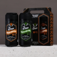Подарочный набор косметики Beer, гель для душа и шампунь для волос HARD LINE, 2&times;400