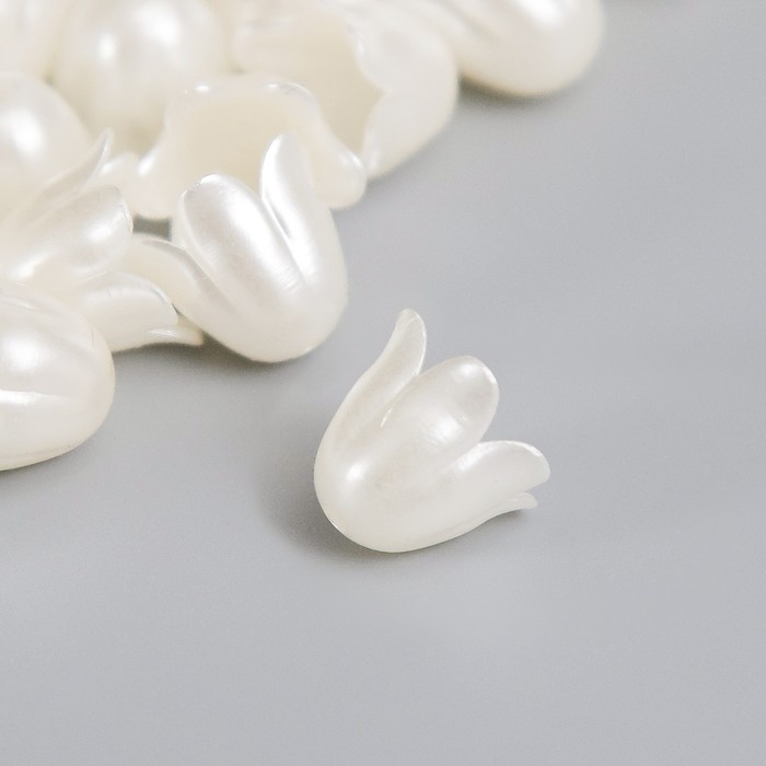 Бусины для творчества пластик "Колокольчик жемчужный" набор 40 шт 1х0,9х0,9 см