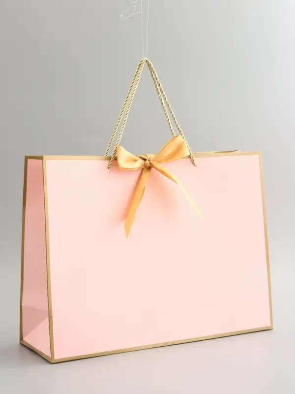 Пакет подарочный, розовый , с бантом, 43 х 32 х 14 см