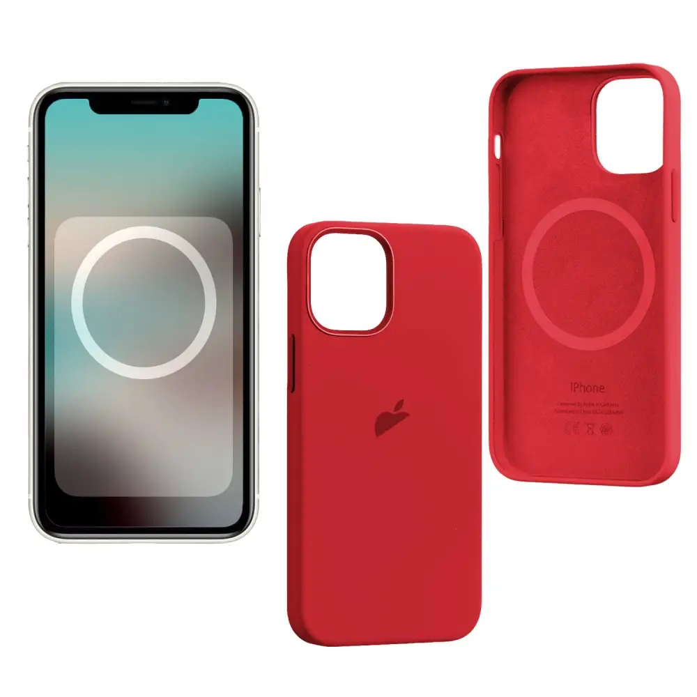 Чехол iPh 12/12 Pro Silicon Case 100% ORG (PRODUCT) Red (MagSafe + анимация NFC) с LOGO