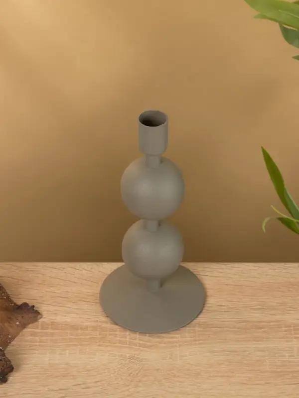 Подсвечник на 1 свечу текстурный "Графитовый" с 2 сферами 8,5х8,5х18 см