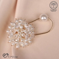 Булавка &laquo;Цветок&raquo; жемчужная гортензия, 7,7см, цвет белый в золоте