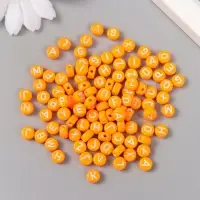 Бусины для творчества пластик "Английские буквы" оранж набор 20 гр 0,4х0,7х0,7 см