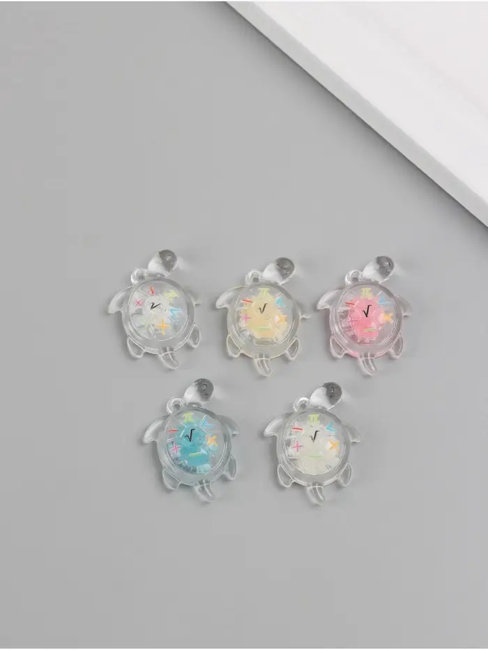 Подвеска для творчества акрил "Улыбчивая черепашка" светится в темноте МИКС 3х2х1 см