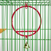 Качели для птиц круглые d 11,5 см, с колокольчиком, рубиновые