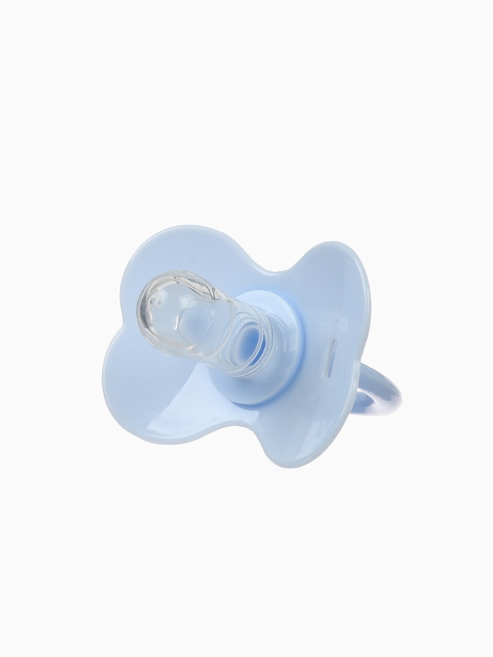 Пустышка классическая, с держателем, +0мес., цвет голубой