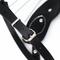 Намордник металлический №1 с трехсторонним ремешком, прессованная кожа, чёрный