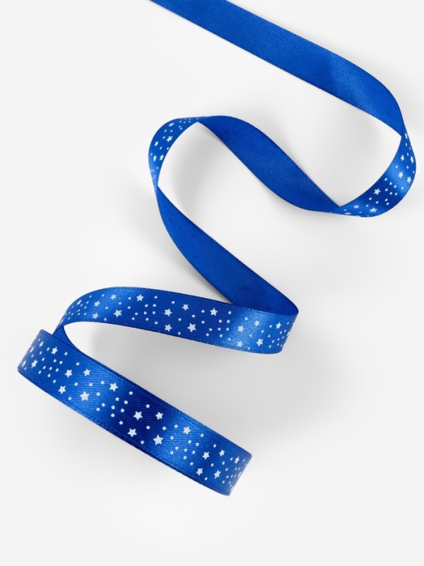 Лента атласная &laquo;Звёзды&raquo;, 15 мм, 23&plusmn;1 м, синяя №040