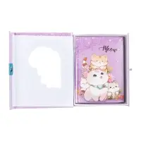 Записная книжка подарочная, 45 листов, линия, на замке Котики (16,3х12,7см)