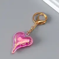 Брелок пластик голография с карабином "Розовое сердце, мыльный пузырь" 5,2х4,2х1,2 см