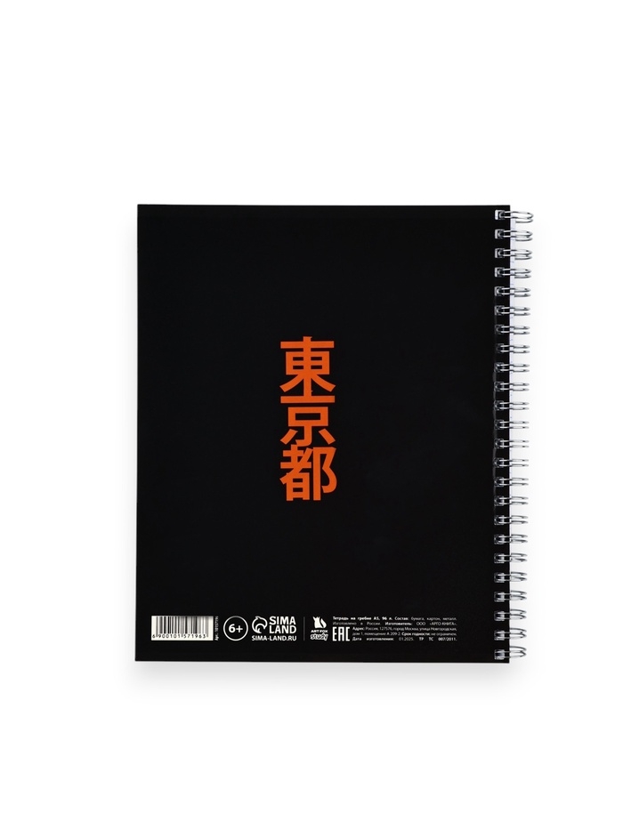 Тетрадь А5, 96 листов на спирали &laquo;Аниме девочка кошка&raquo; уф лак